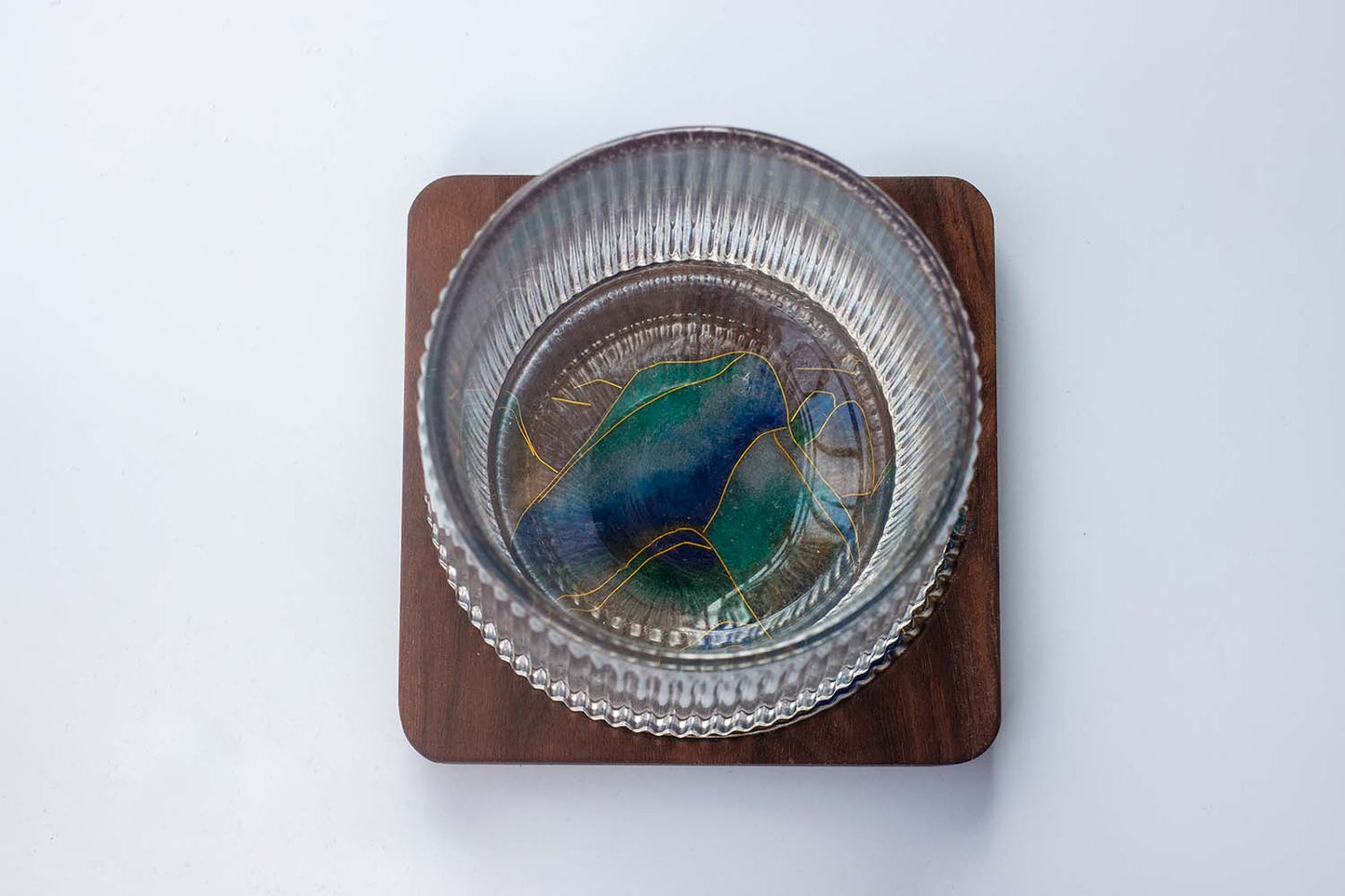 GGLEE Handmade Sustainable Natural Wooden Coasters for Cold and Hot Drink with Color mountain Design (Square)1 pcs