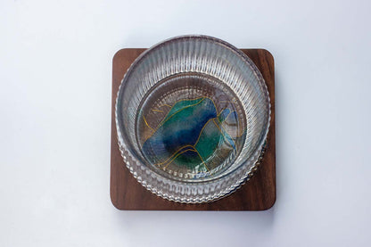 GGLEE Handmade Sustainable Natural Wooden Coasters for Cold and Hot Drink with Color mountain Design (Square)1 pcs